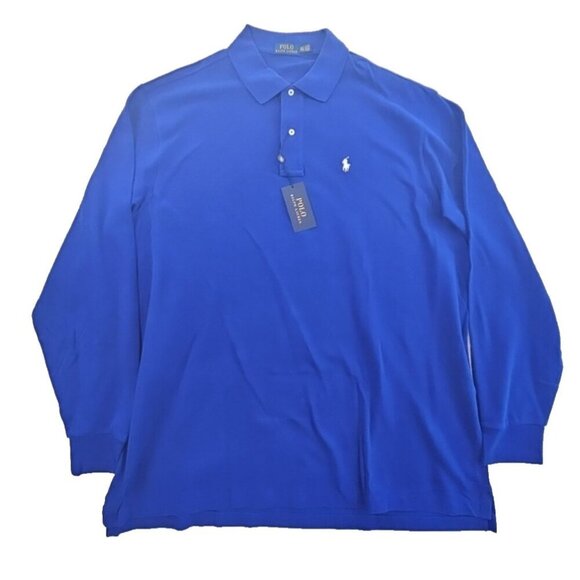 NEW Polo Ralph Lauren Mesh Polo Men's XLT Long Sleeve Navy Blue NWT Classic - Picture 1 of 16